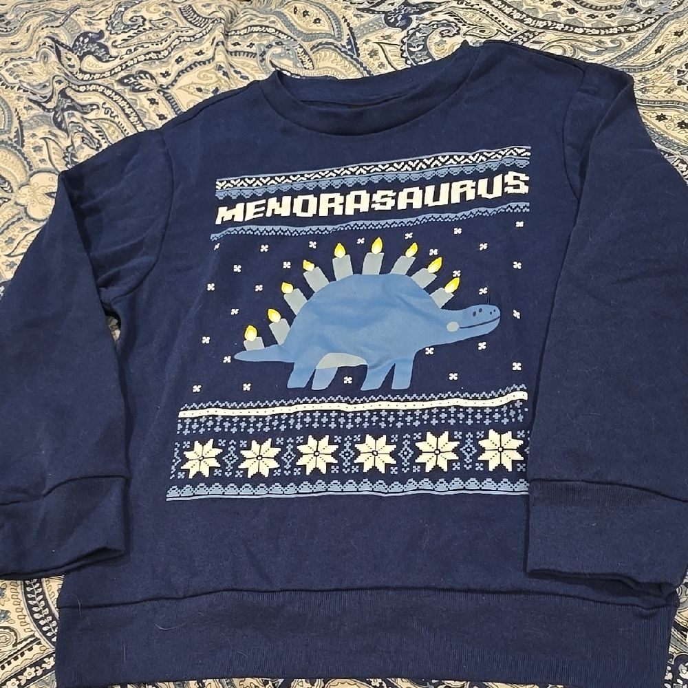 ❤️10/$10 new Menorasaurus Blue Sweatshirt Top Holiday Sweatshirt